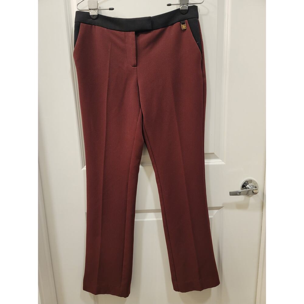 Anne Klein Red and Black Straight Leg Pants